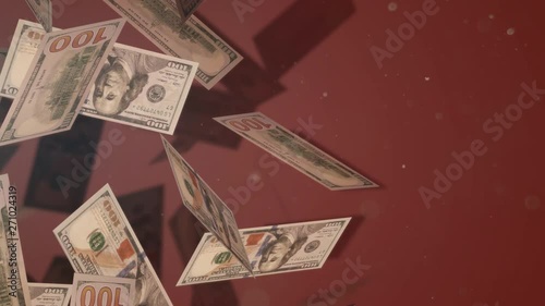 The 3d rendering Falling  100 dollar  business content.