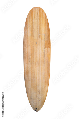 Vintage wood surfboard isolated on white with clipping path for object, retro styles © jakkapan