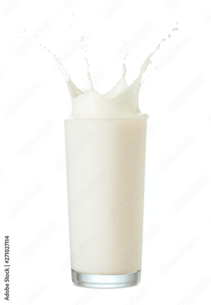 glass of milk with splash isolated on white background glass of milk with splash isolated on white background
