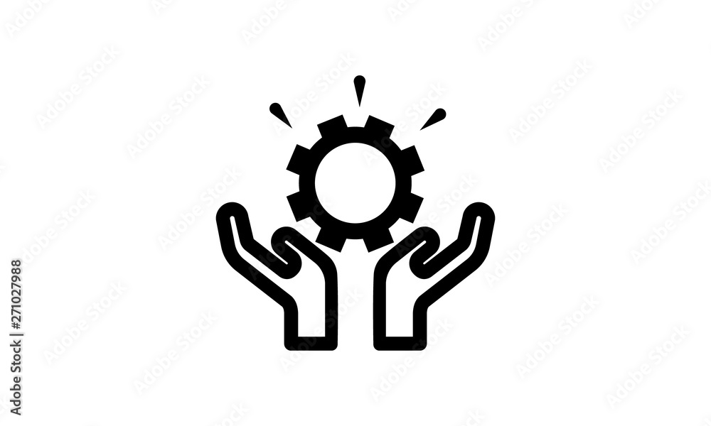 Hand holding gear icon for process optimization and management Hand holding gear icon for process optimization and management