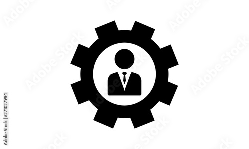 User icon with gear for settings and customization concepts