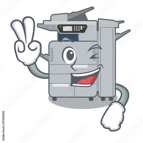 Two finger copier machine isolated in the cartoon