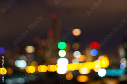 Bokeh blur at night light background, Blur landscape, Blur Spot lighting, city backdrop. © neotemlpars106