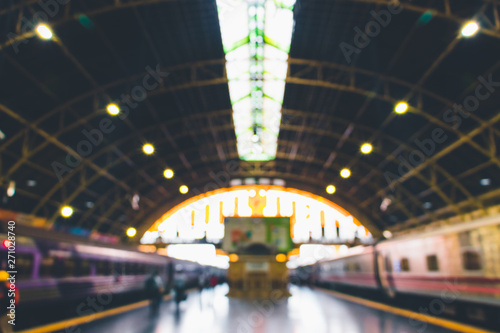 Abstract blurred people at the interior and train station in Bangkok,Thailand
