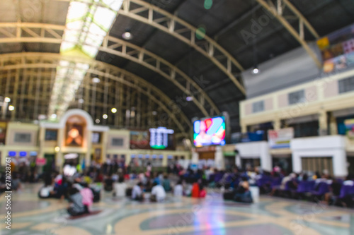 Abstract blurred people at the interior and train station in Bangkok,Thailand