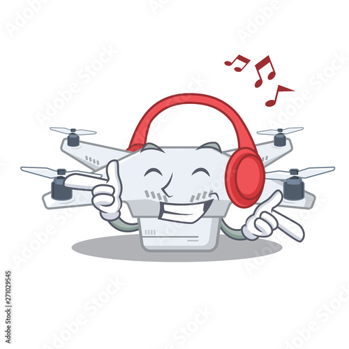 Listening music drone in the a character shape