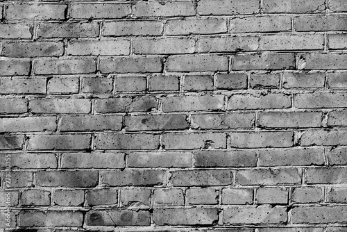 Old brick wall texture close up. Brick wall background black and white