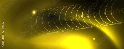 Shiny neon techno template. Neon lines background, 80s style laser rays
