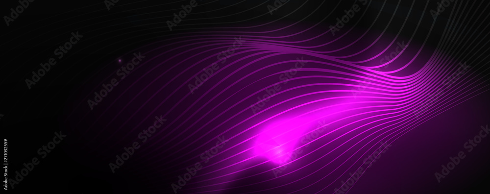 Smoky glowing waves in the dark. Dark abstract background with neon color light and wavy lines. Vector Smoky glowing waves in the dark. Dark abstract background with neon color light and wavy lines. Vector
