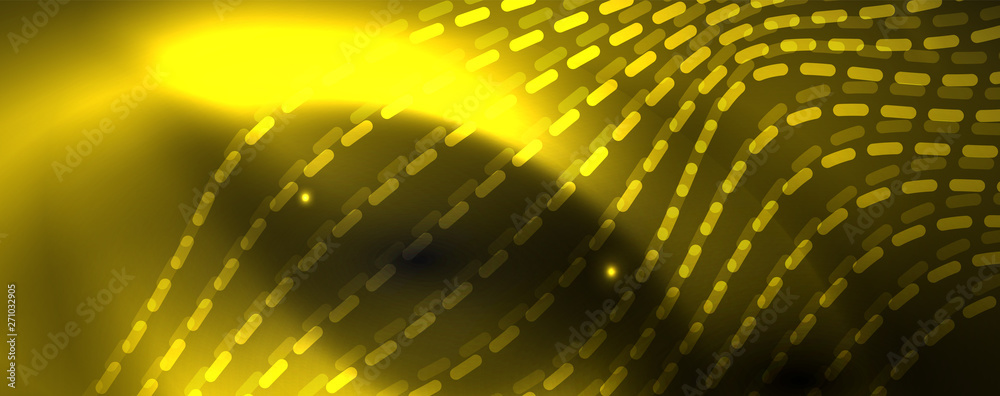 Smoky glowing waves in the dark. Dark abstract background with neon color light and wavy lines. Vector Smoky glowing waves in the dark. Dark abstract background with neon color light and wavy lines. Vector