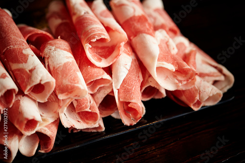 Frozen meat for shabu shabu photo