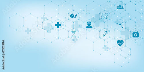 Wallpaper Mural Abstract medical background with flat icons and symbols. Concepts and ideas for healthcare technology, innovation medicine, health, science and research. Torontodigital.ca