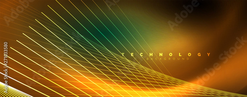 Vector neon light lines concept, abstract background