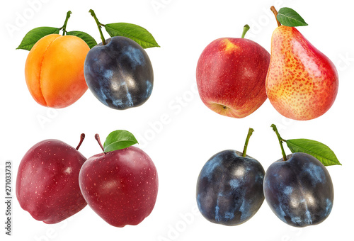Fruit collage isolated on white background with clipping path
