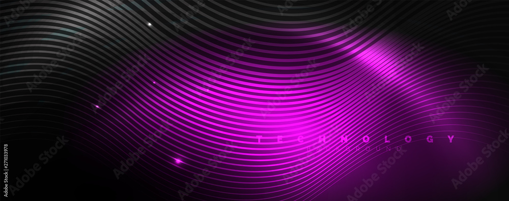 Dark abstract background with bright color neon lights and lines. Glowing background Dark abstract background with bright color neon lights and lines. Glowing background
