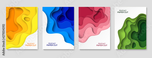 Cutout paper background. Abstract paper cut shapes, colourful curved layers with shadow. Cutting papers art creative vector wallpaper