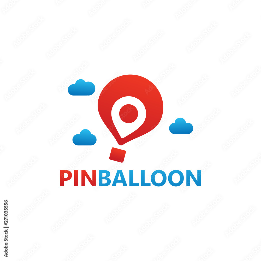 Pin Travel Air Balloon Logo Template Design Vector, Emblem, Design Concept, Creative Symbol, Icon