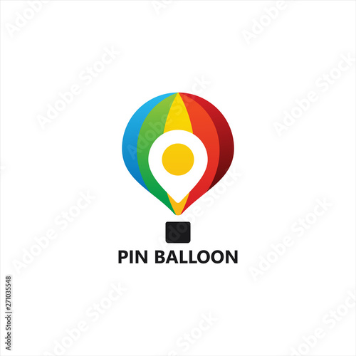 Pin Travel Air Balloon Logo Template Design Vector, Emblem, Design Concept, Creative Symbol, Icon