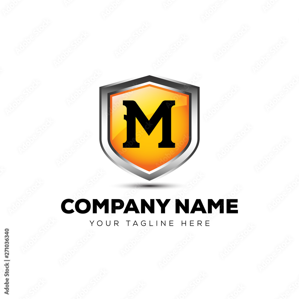 Letter M Shield Logo 3D vector template security company Letter M Shield Logo 3D vector template security company