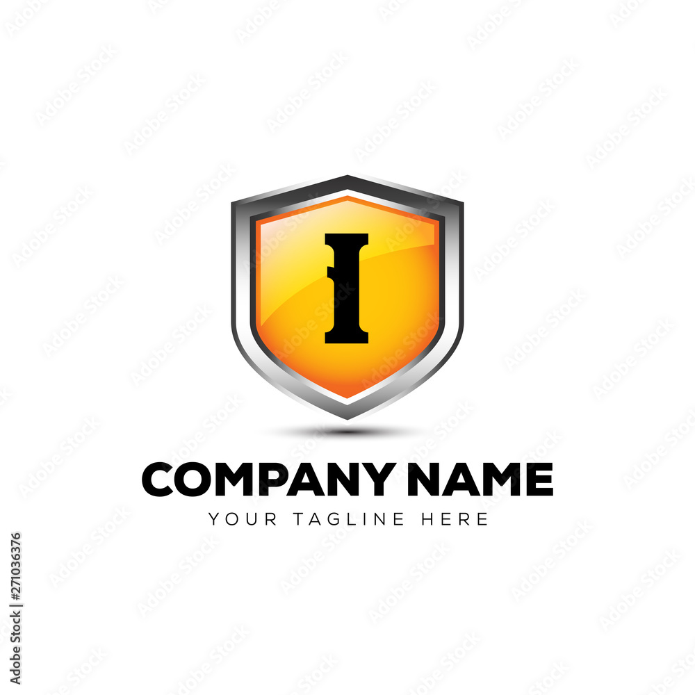 Letter I Shield Logo 3D vector template security company Letter I Shield Logo 3D vector template security company