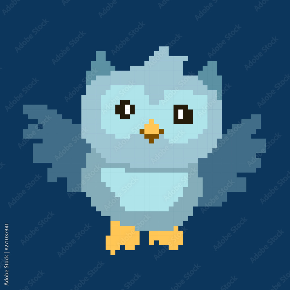Cute bird animal pixelated owl - isolated vector illustration Cute bird animal pixelated owl - isolated vector illustration