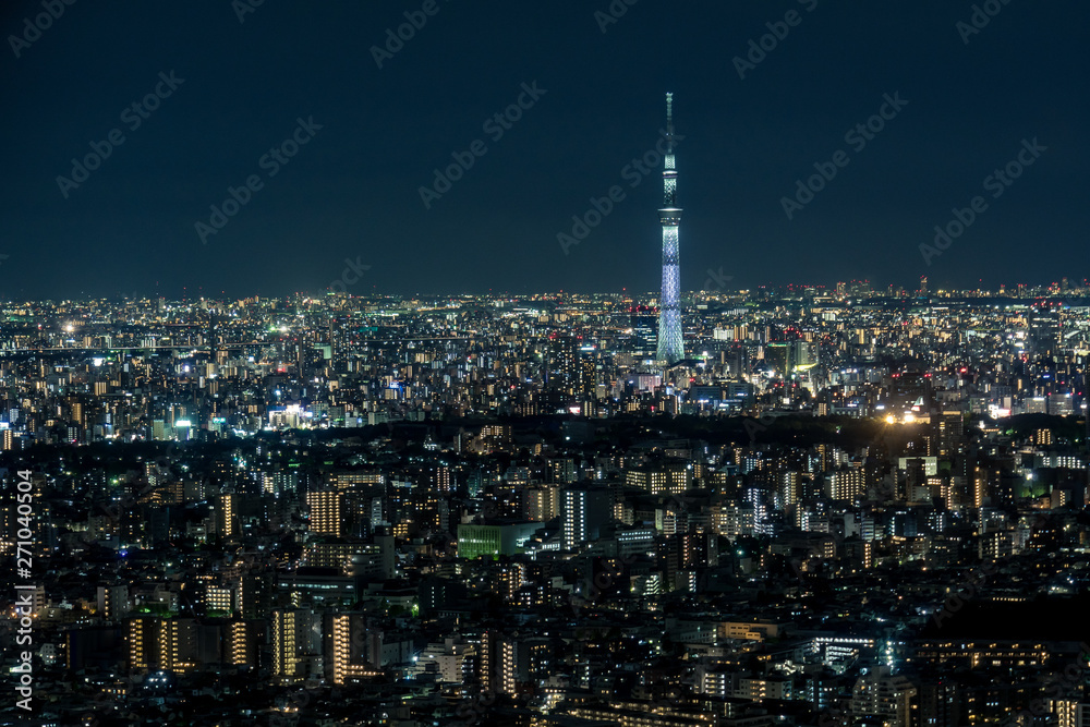 東京の都市風景　池袋から見る浅草方面の夜景