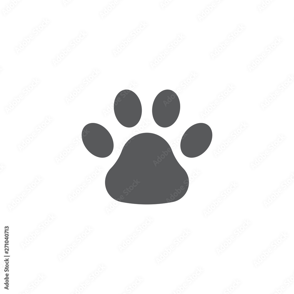 Black Paw Print vector icon, isolated on white background
