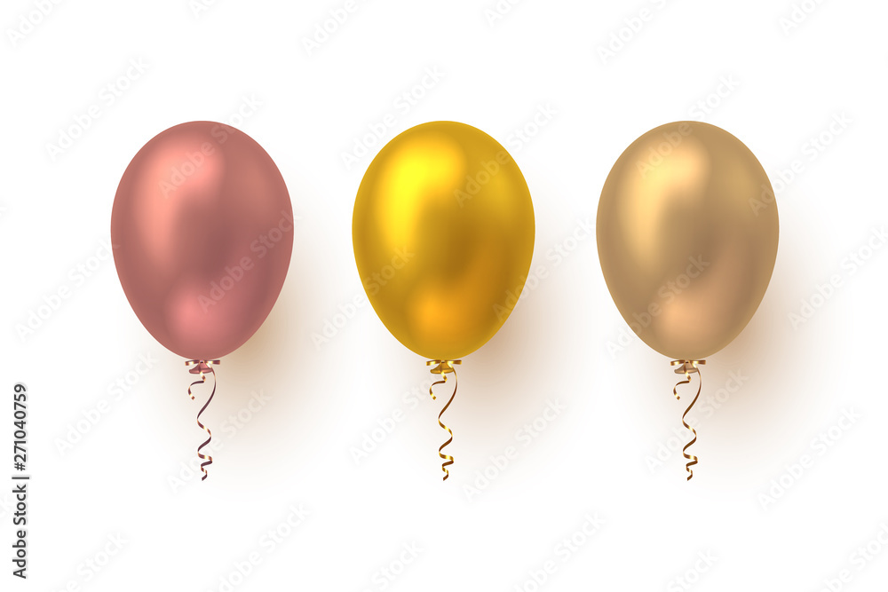 Realistic 3d glossy balloons in pink, yellow and beige colors. Vector elements for holiday backgrounds or birthday party. Isolated on white. Realistic 3d glossy balloons in pink, yellow and beige colors. Vector elements for holiday backgrounds or birthday party. Isolated on white.