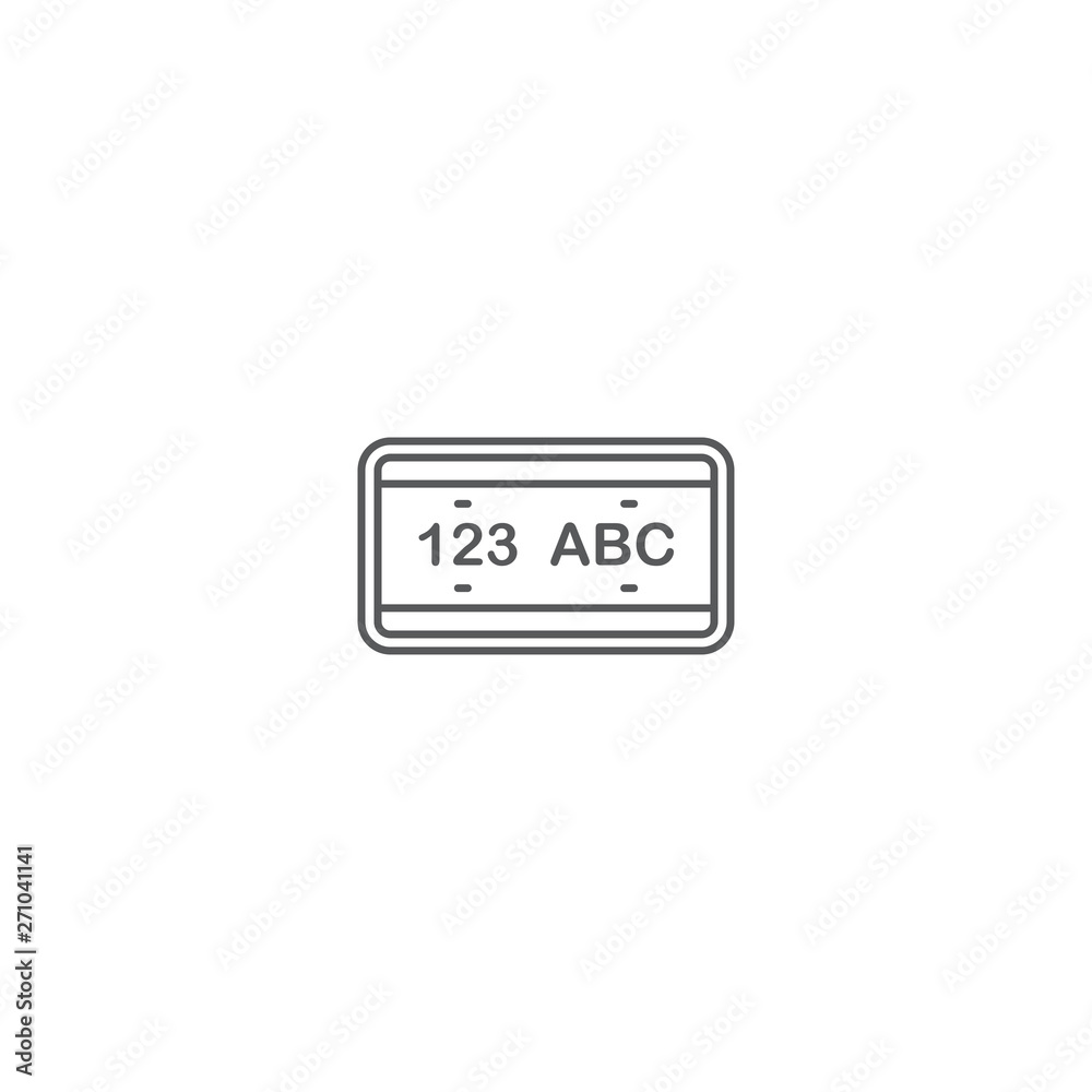 License plate vector icon, isolated on white background License plate vector icon, isolated on white background