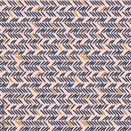 Herringbone stitches blue and pink hand drawn simple seamless texture.