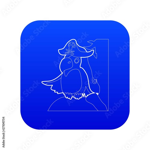 Pirate parrot icon blue vector isolated on white background