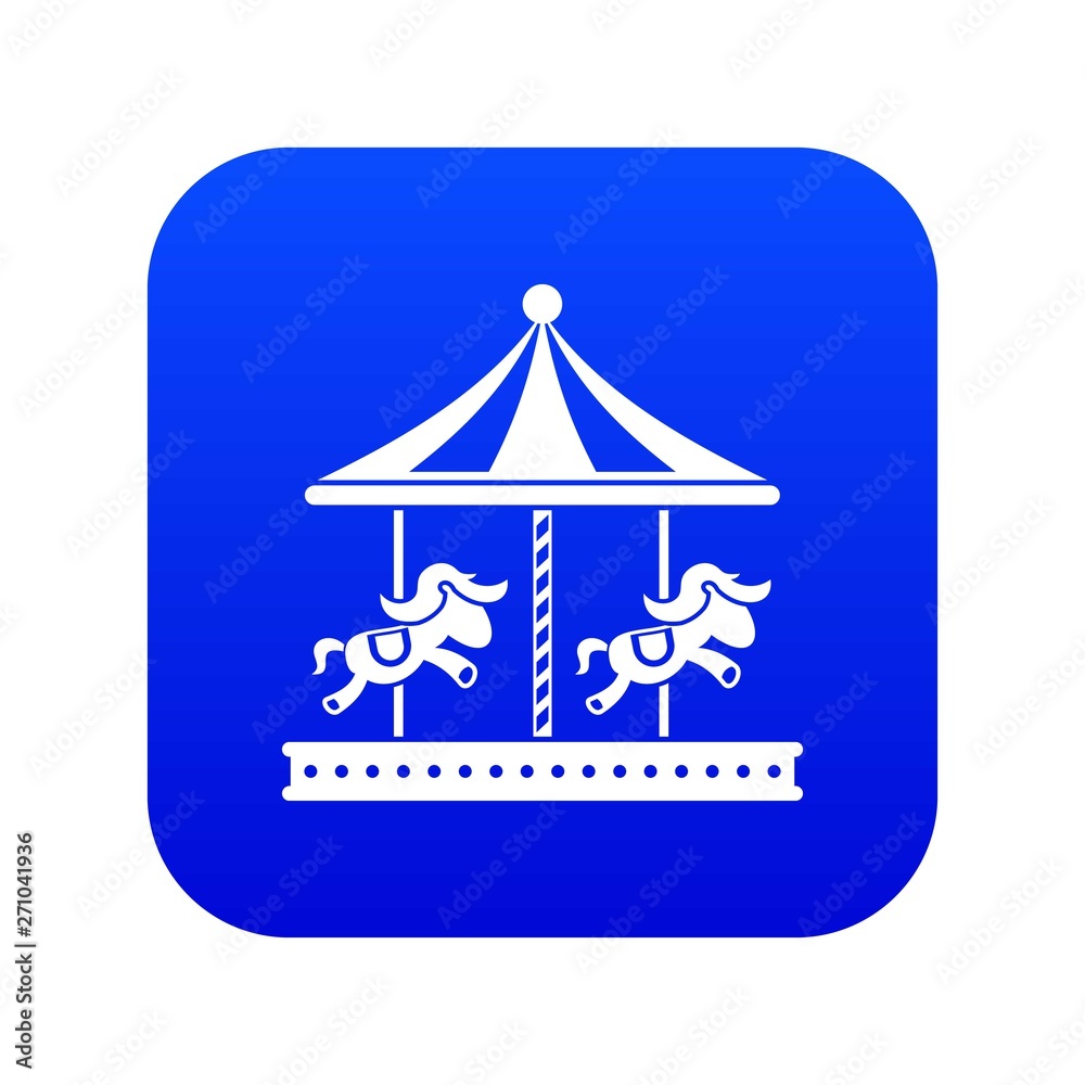 Merry go round horse ride icon digital blue for any design isolated on white vector illustration Merry go round horse ride icon digital blue for any design isolated on white vector illustration