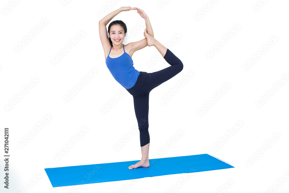 Beautiful Asia girl practicing yoga on isolated white background : Concept practicing Beautiful Asia girl practicing yoga on isolated white background : Concept practicing