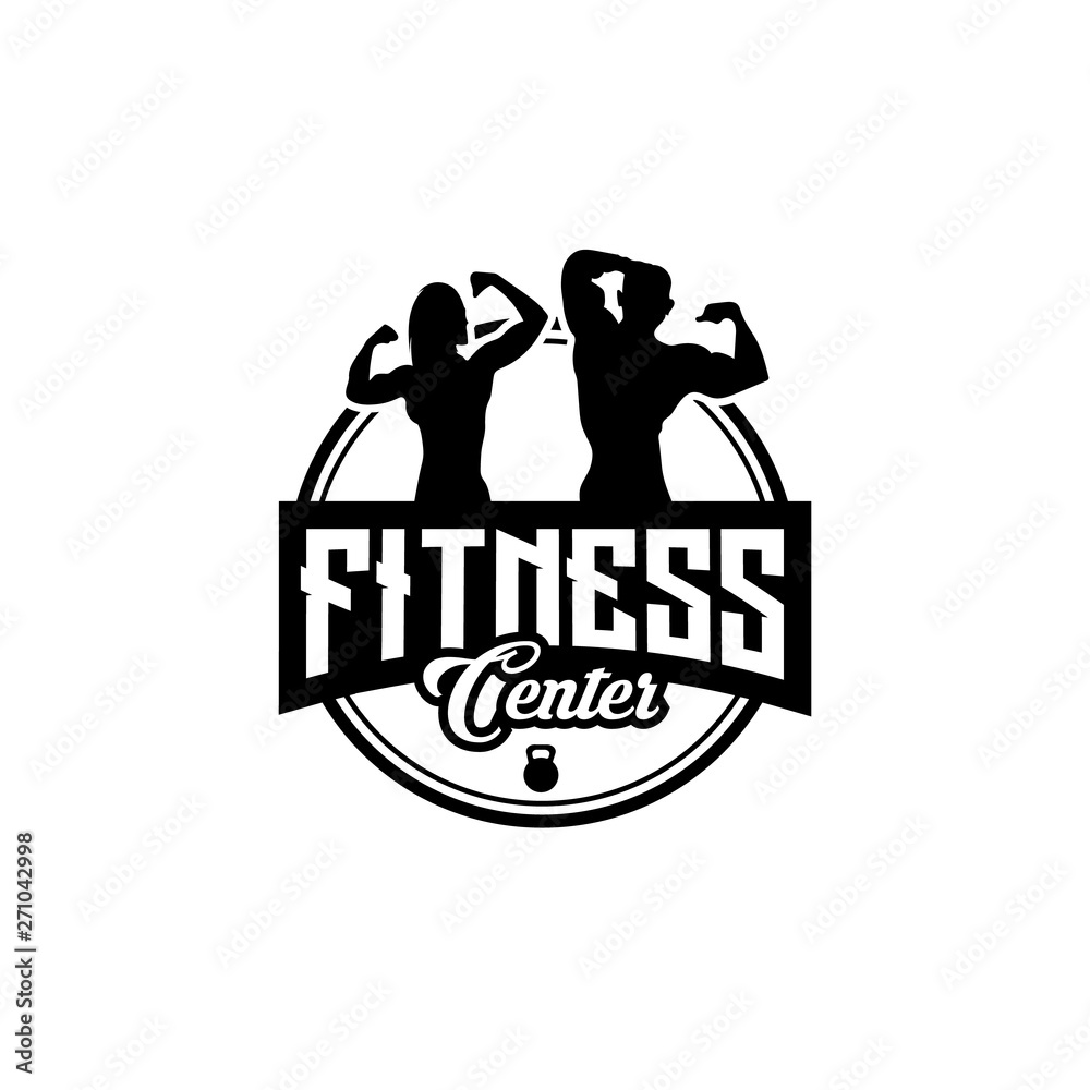Fitness club designs with exercising athletic man and woman isolated on white, vector illustration Fitness club designs with exercising athletic man and woman isolated on white, vector illustration