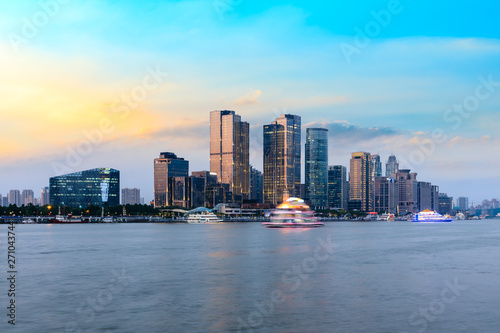 Shanghai city skyline and modern commercial office building at dusk © ABCDstock