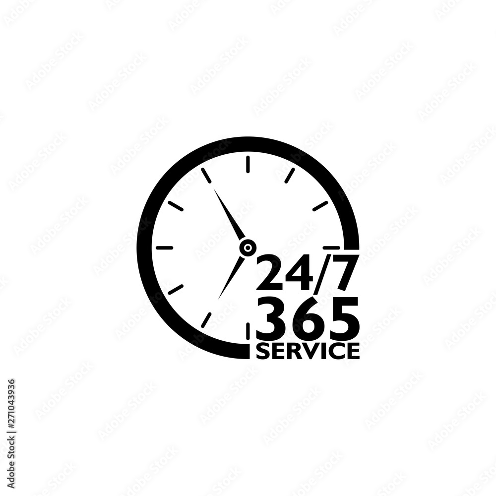24/7 365, Open hours icon or sign 24/7 365, Open hours icon or sign