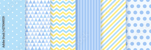 Baby pattern seamless. Baby boy shower backgrounds. Vector. Set blue pastel patterns for invitation, invite templates, cards, birth party, scrapbook. Illustration.