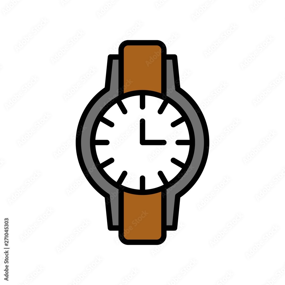 Watch vector icon, filled style editable outline Watch vector icon, filled style editable outline