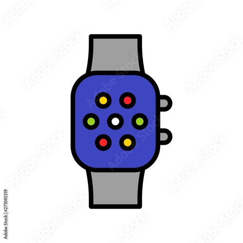 Watch vector icon, filled style editable outline