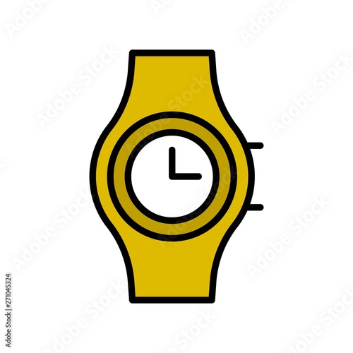 Watch vector icon, filled style editable outline