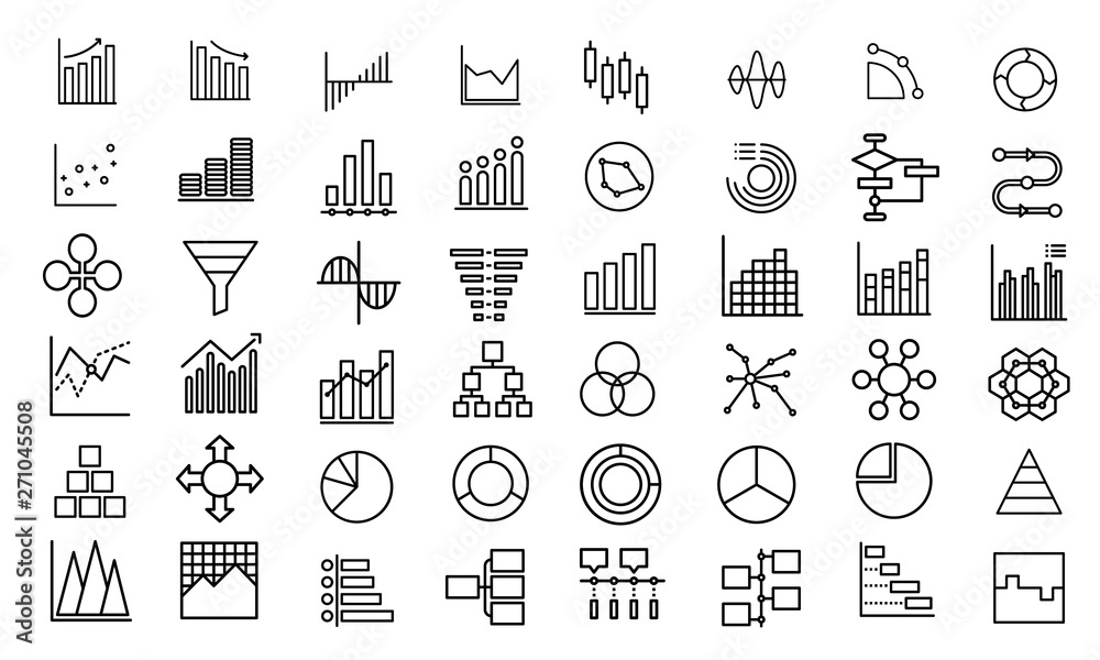 Set of graphs and statistics icons for data analysis Set of graphs and statistics icons for data analysis