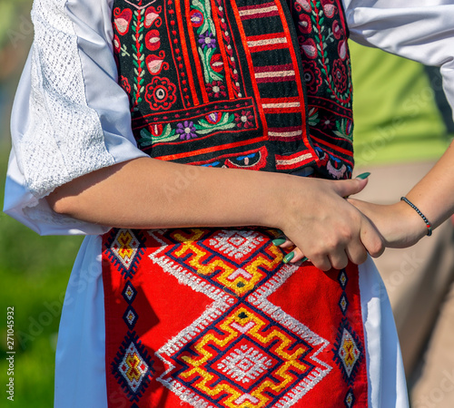 Detail of clothing at a Romanian women dancer