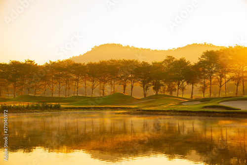 Golf Course at Morning Sunset