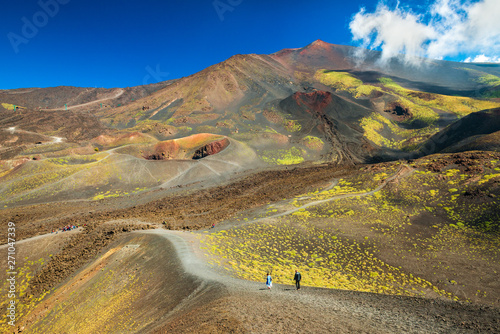 Tableau sur toile Beautiful valley landscape of The Mount Etna, Sicily, Italy