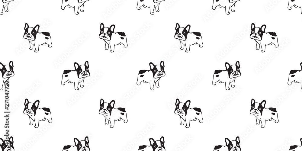 dog seamless pattern vector french bulldog smile cartoon scarf isolated tile wallpaper repeat background illustration design