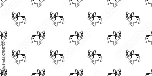 dog seamless pattern vector french bulldog smile cartoon scarf isolated tile wallpaper repeat background illustration design © CNuisin
