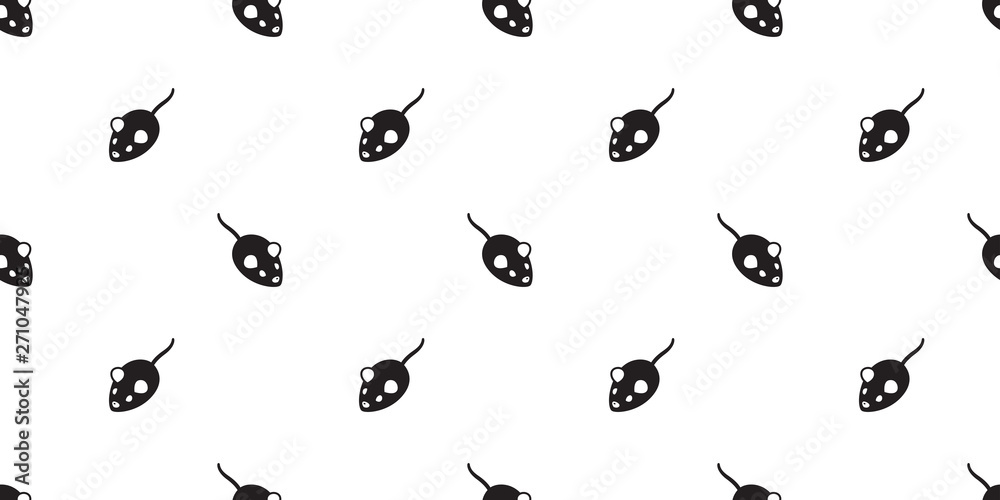 mouse seamless pattern vector rat cat scarf isolated cartoon tile background  repeat wallpaper illustration design black Stock Vector | Adobe Stock