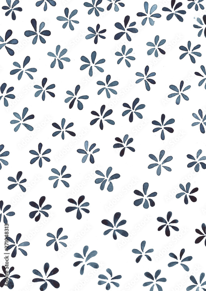 abstract indigo blue flower watercolor hand painting on white background. abstract indigo blue flower watercolor hand painting on white background.
