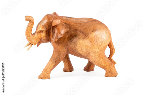 wooden elephant figurine on white