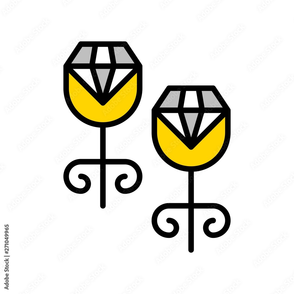 Earring vector icon, filled style editable outline Earring vector icon, filled style editable outline